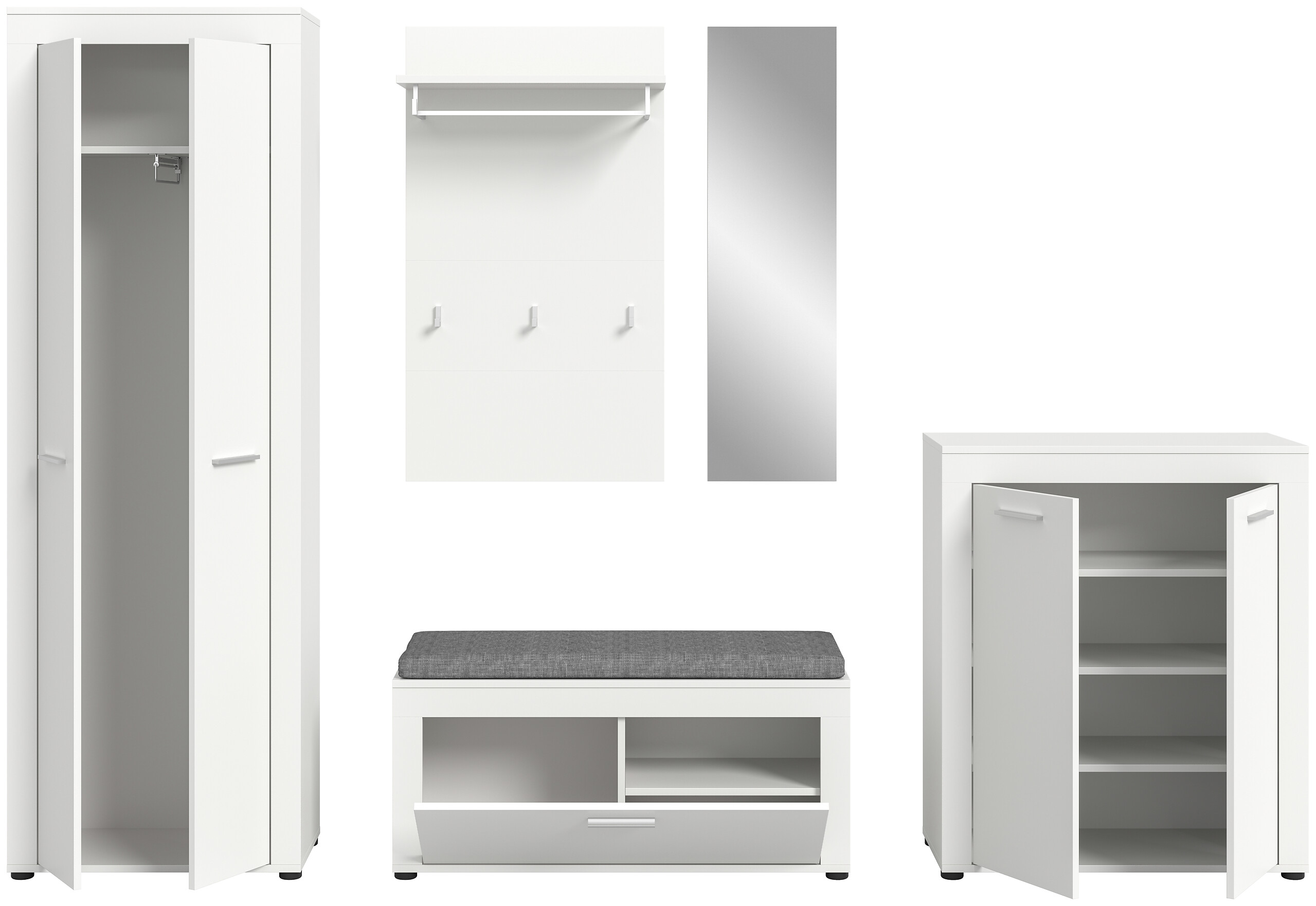 Garderobe JAM weiß B/H/T: ca. 285x191x35 cm