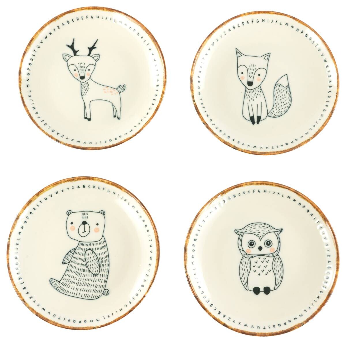 CreaTable Tellerset Freunde des Waldes braun Steinzeug D: ca. 21 cm