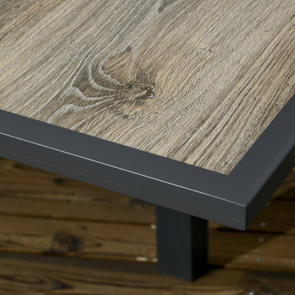 Outsunny Gartentisch beige Aluminium B/H/L: ca. 80x75x160 cm