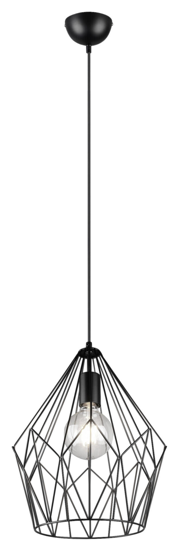 Reality Pendelleuchte Cage mattschwarz Metall H/D: ca. 150x30 cm E27 1 Brennstellen