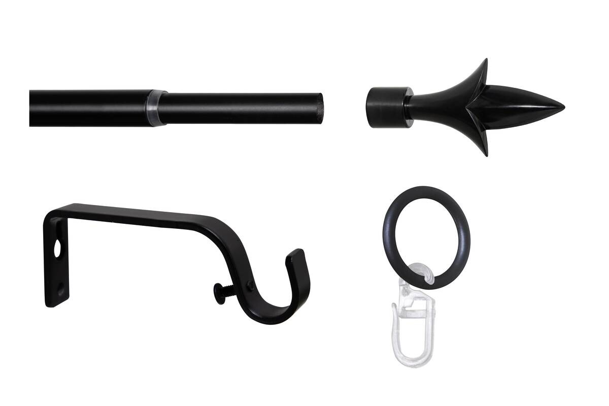 Gardinenstange schwarz Aluminium ausziehbar von ca. 130 bis 240 cm 1.0 Läufe