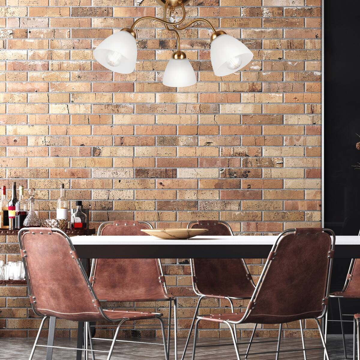 Lamkur Deckenleuchte Miranda oxidgrün Metall Glas H/L: ca. 31x50 cm E27 3 Brennstellen