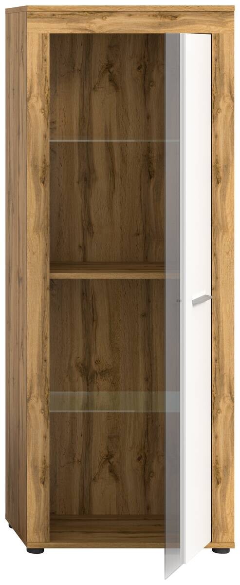 Vitrine Jam Eiche Wotan Nachbildung weiß B/H/T: ca. 60x159x35 cm