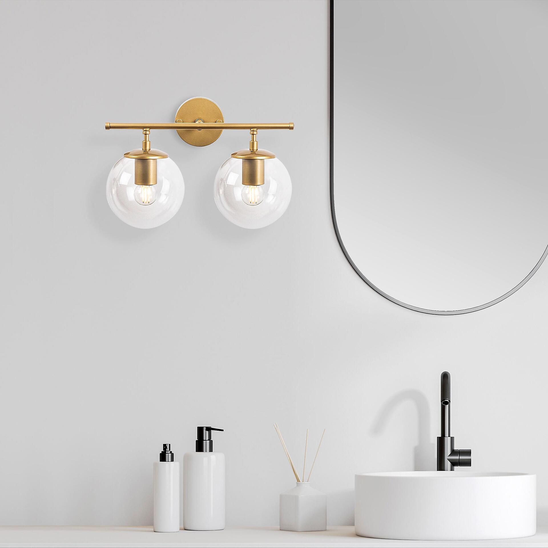 Opviq Wandleuchte gold Metall Glas B/H/L: ca. 24x16x36 cm E14 2 Brennstellen