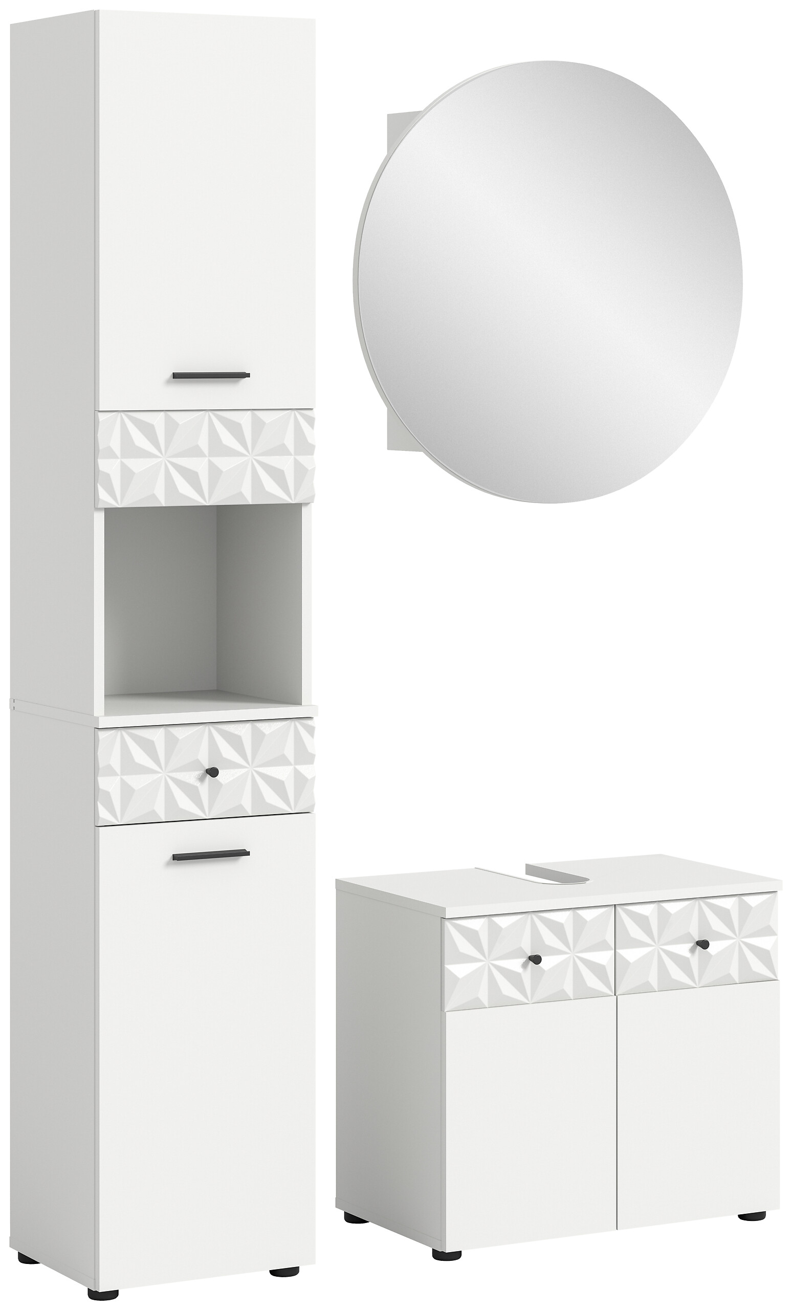 Badezimmer-Set Prisma weiß B/H/T: ca. 110x187x37 cm Badezimmer-Set Prisma weiß B/H/T: ca. 110x187x37 cm