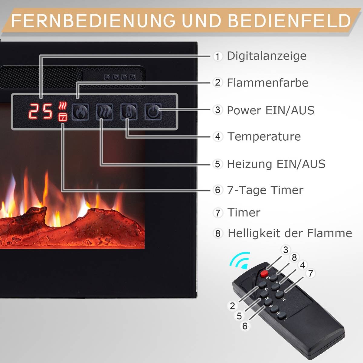 Balderia Elektrischer-Kamin Leif 70 schwarz B/H/T: ca. 168x38,6x13,8 cm ca. 2000 W