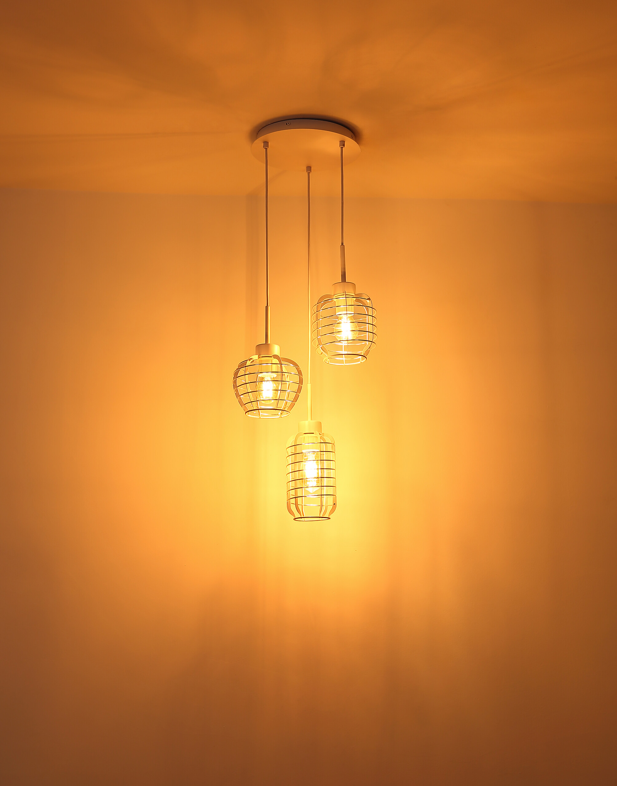 GLOBO Hängeleuchte weiß Chrom Aluminium Metall B/H/L: ca. 37x39,5x37 cm E27 3 Brennstellen