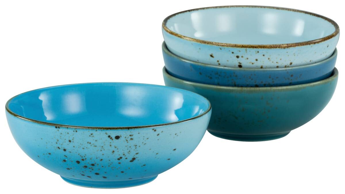 CreaTable Schalen-Set Nature Collection Aqua blau Steinzeug 4 tlg.
