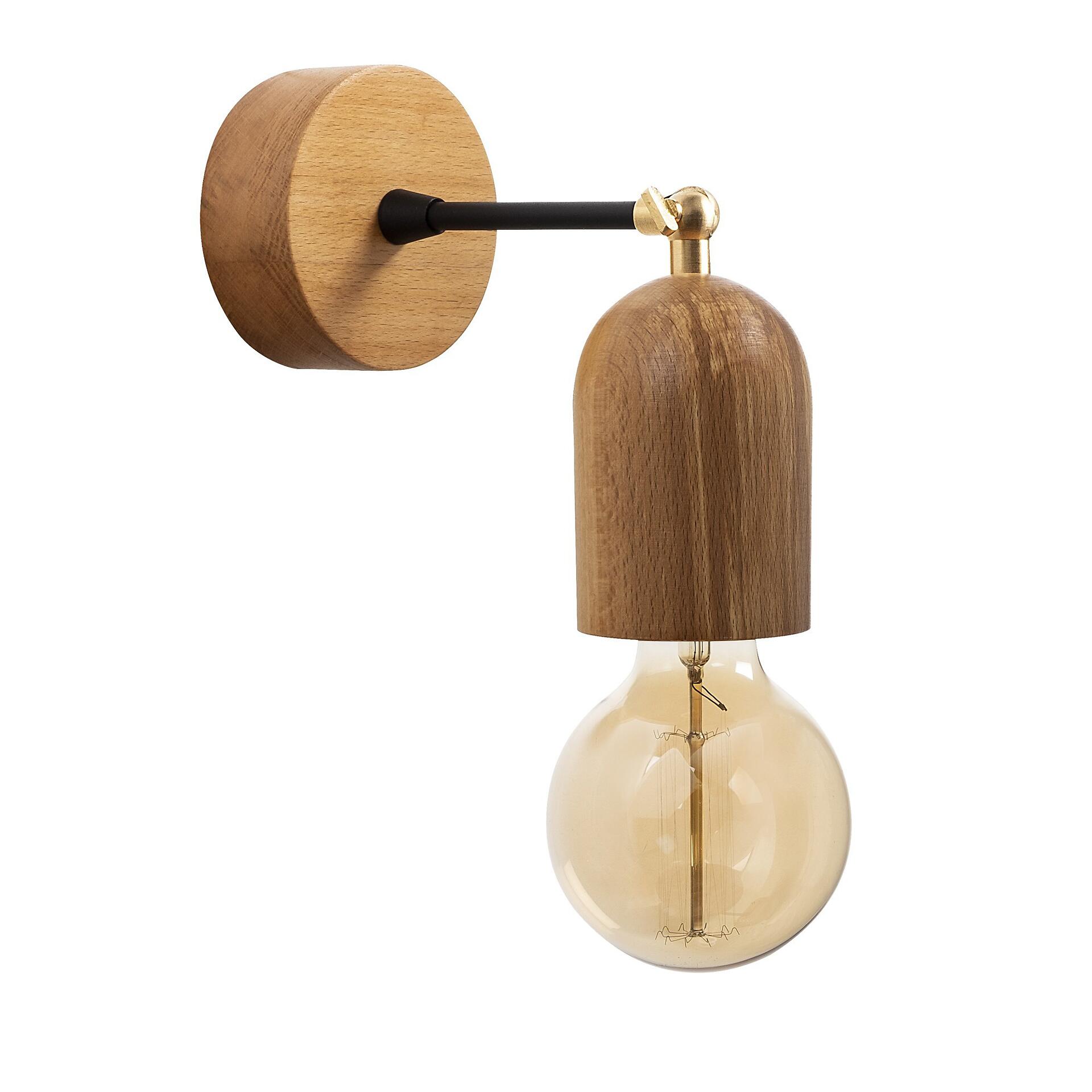 Opviq Wandleuchte natur Holz B/H/L: ca. 7x20x7 cm E27 1 Brennstellen