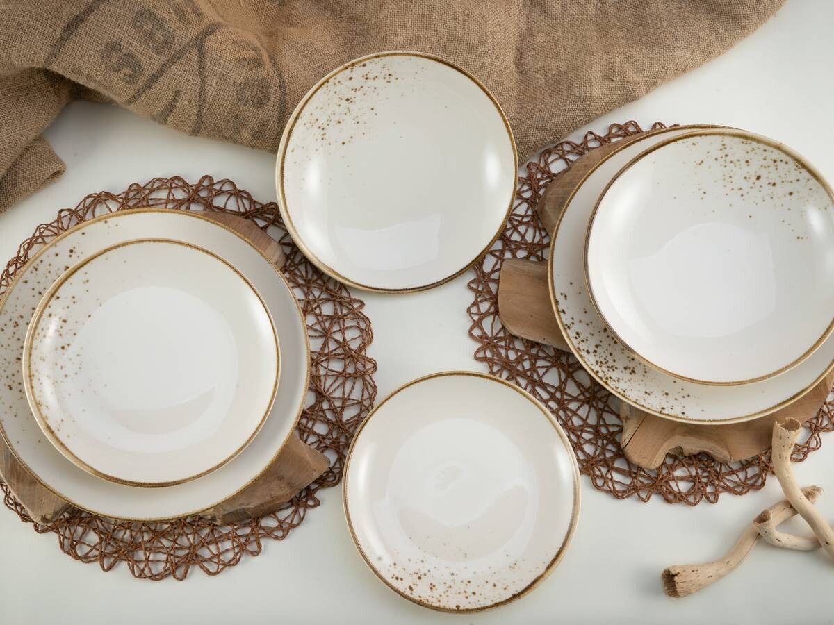 CreaTable Tafelservice Nature Collection Natural Living creme Steinzeug 12 tlg.