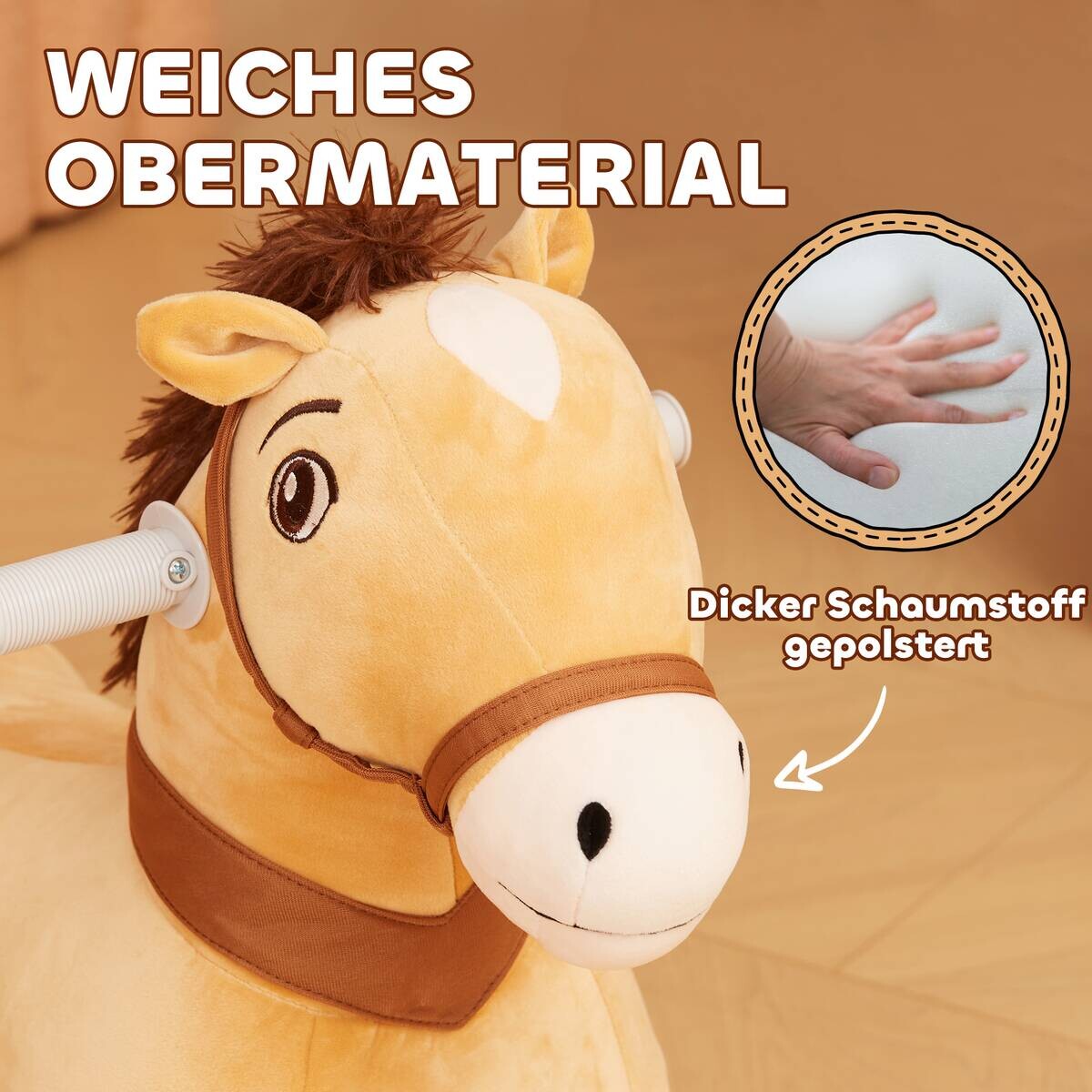 AIYAPLAY Elektrisches Pferd braun B/H/L: ca. 34x53x69 cm