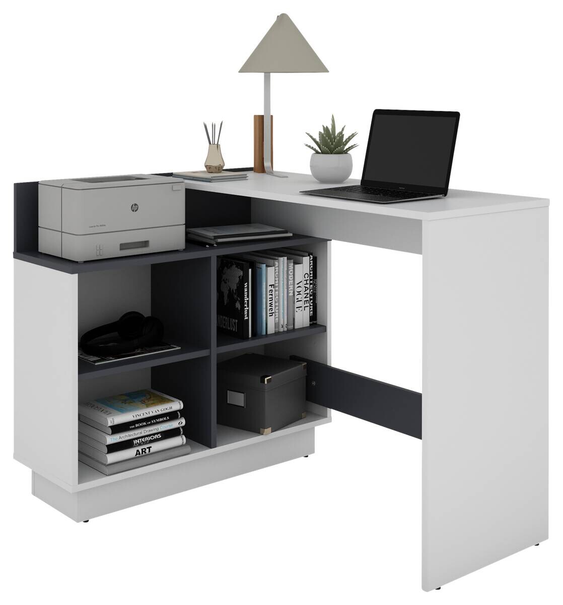 Eckschreibtisch BERNI weiß Graphit B/H/T: ca. 102x77,5x80 cm
