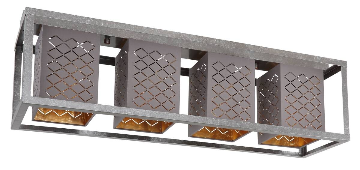 GLOBO Deckenleuchte THOMAS 15498-4D silber grau gold Metall Textil B/H/T: ca. 75x22,5x20 cm