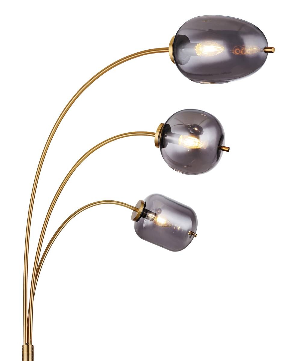 GLOBO Stehleuchte messing Glas Metall B/H/T: ca. 60x175x80 cm 3 Brennstellen