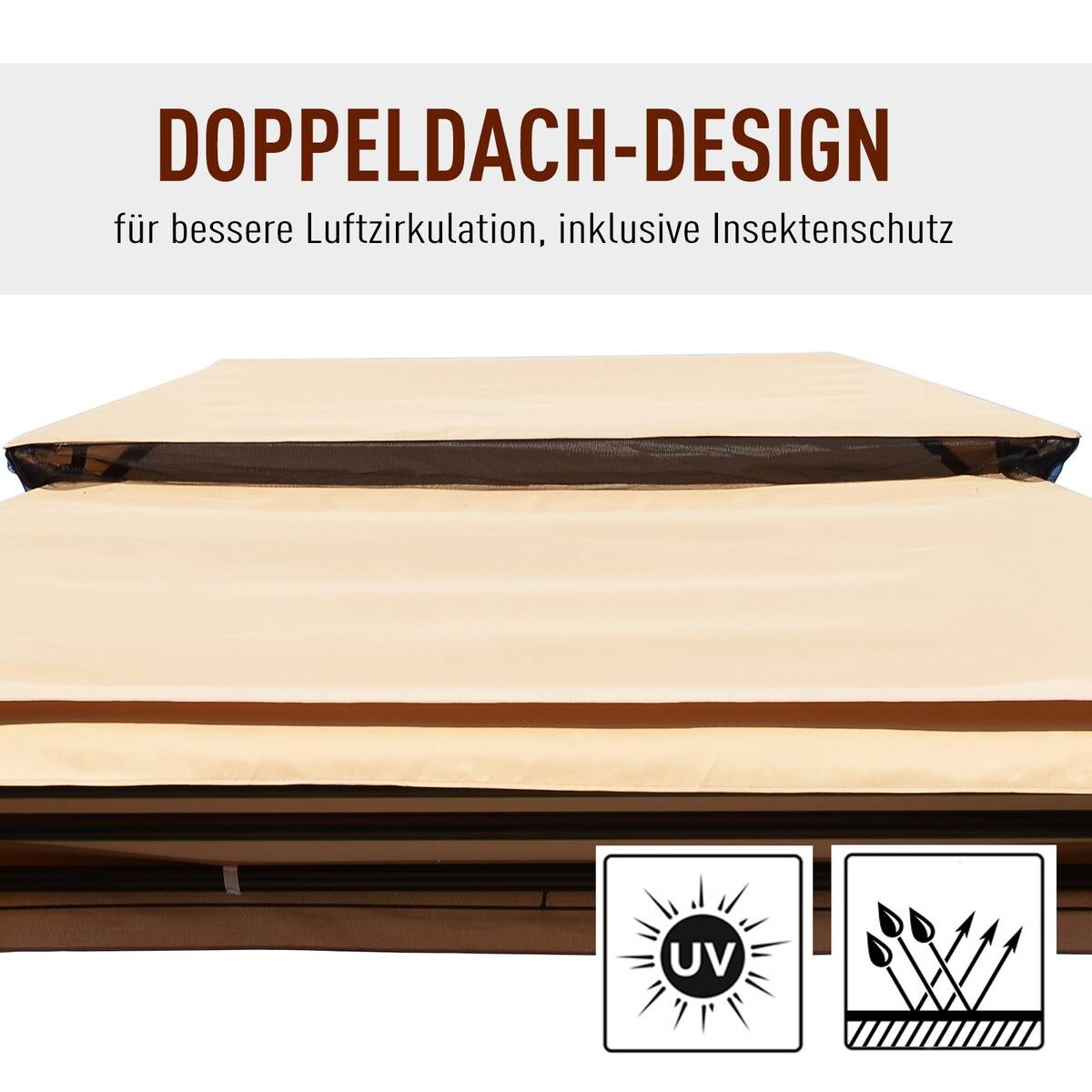 Outsunny Gartenschaukel beige Stahl B/H/T: ca. 232x245x149 cm