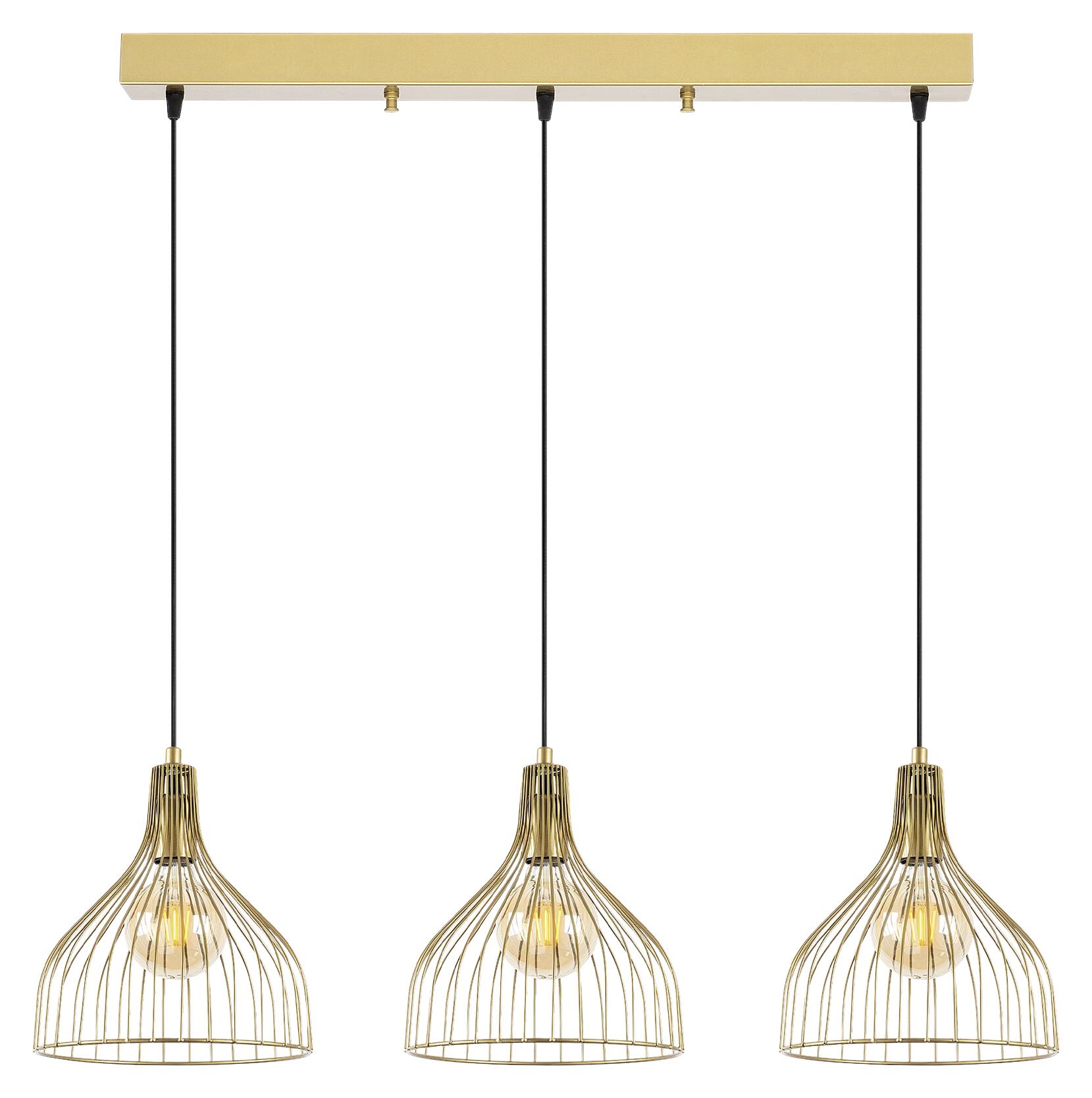 Opviq Pendelleuchte Cafu-11566-1 gold B/H/T/L: ca. 25x121x25x94 cm E27 3 Brennstellen