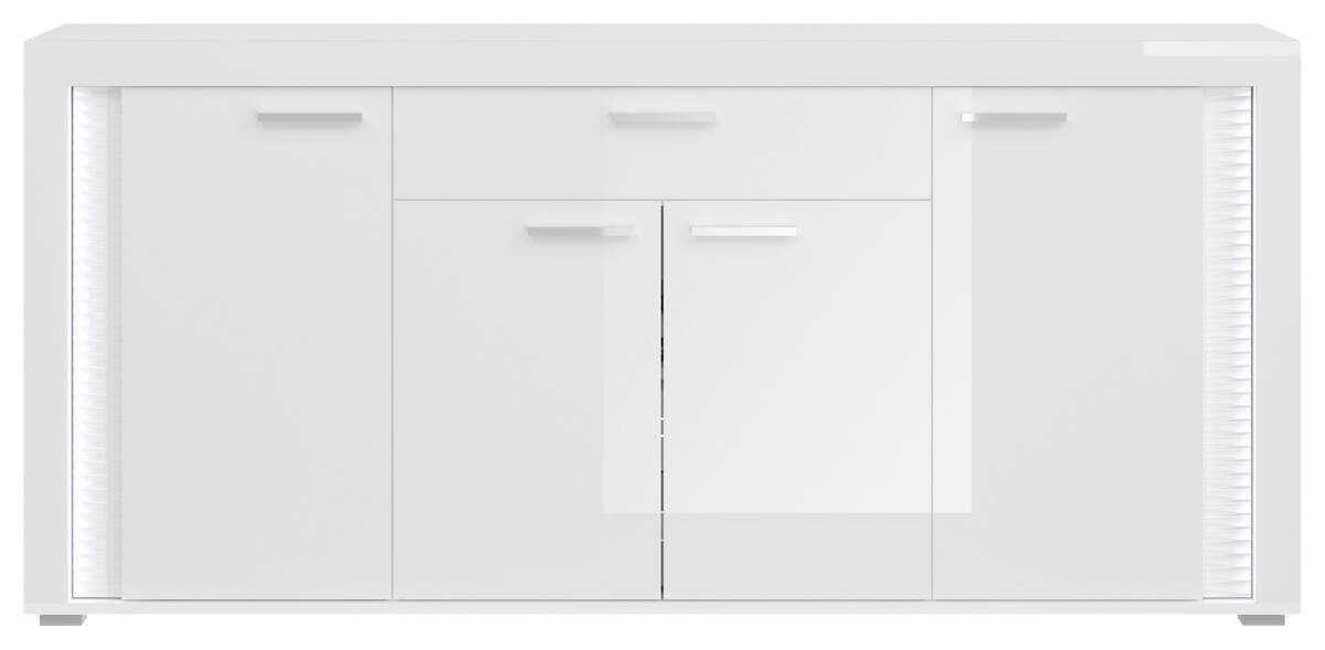 Wohnwand SKYLIGHT weiß weiß Hochglanz Pasol grau B/H/T: ca. 332x202x42 cm