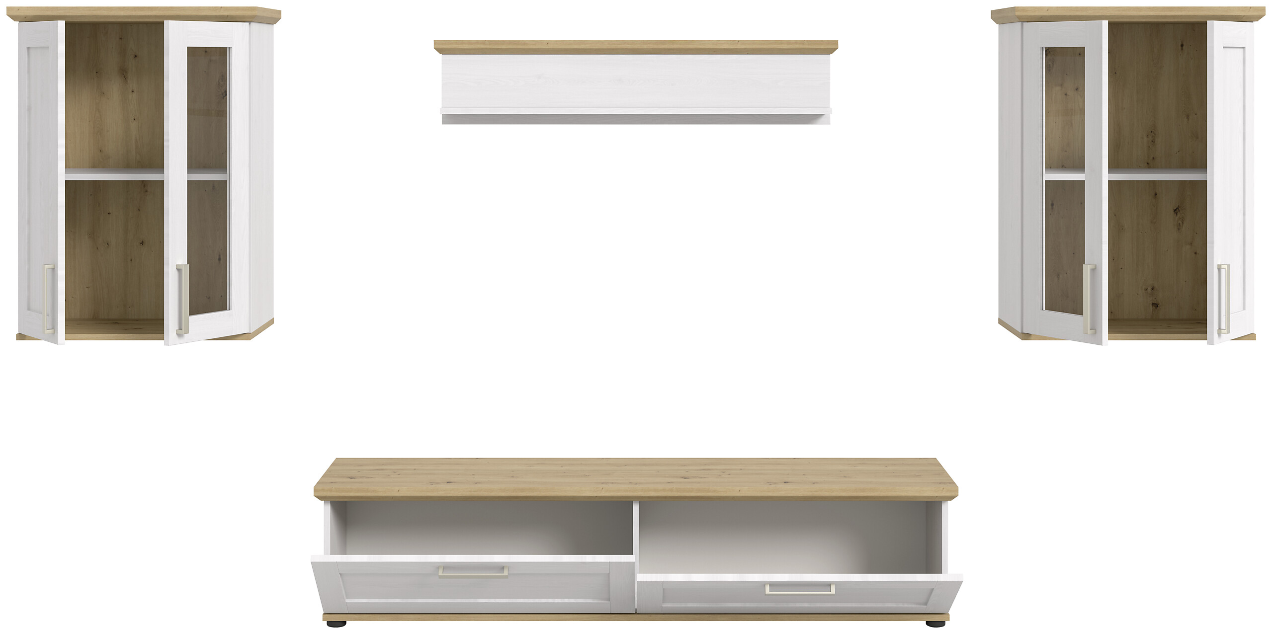 Wohnwand VERONA Lärche Nachbildung Eiche Nachbildung B/H/T: ca. 316x161x40 cm