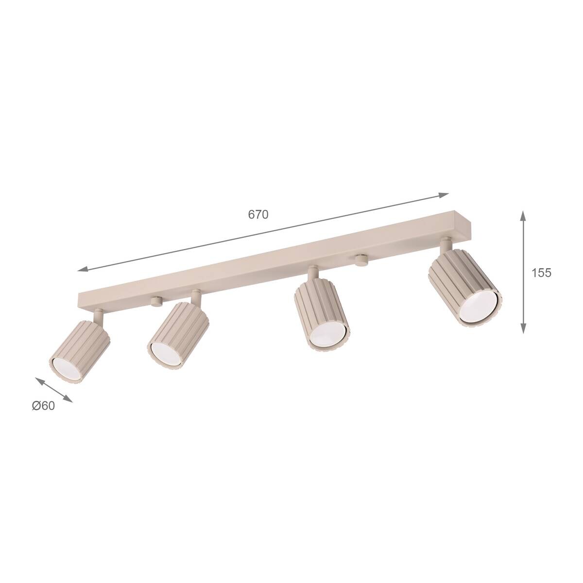 Lamkur Strahler Prisma beige Stahl B/H/L: ca. 6,5x16,5x81 cm 4 Brennstellen