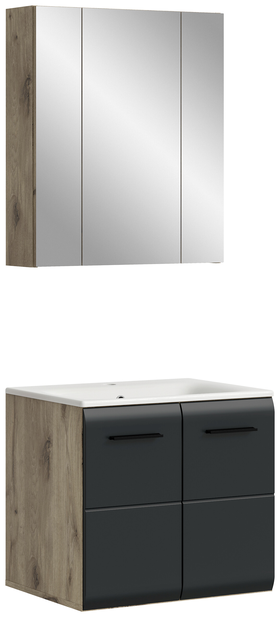 Badezimmer-Set Ice Nox Oak Nachbildung schwarz matt B/H/T: ca. 60x185x46 cm