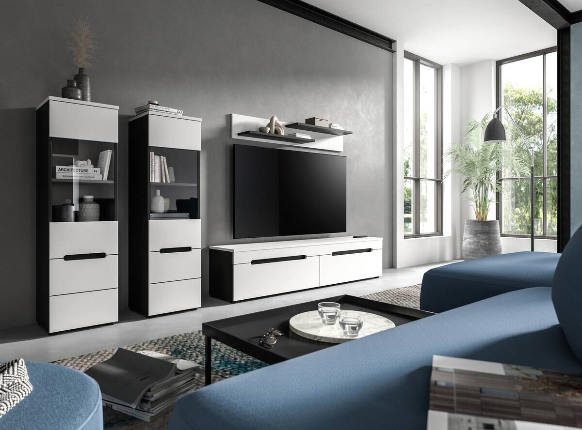 Wohnwand Canu basaltgrau weiß B/H/T: ca. 272x141x33 cm