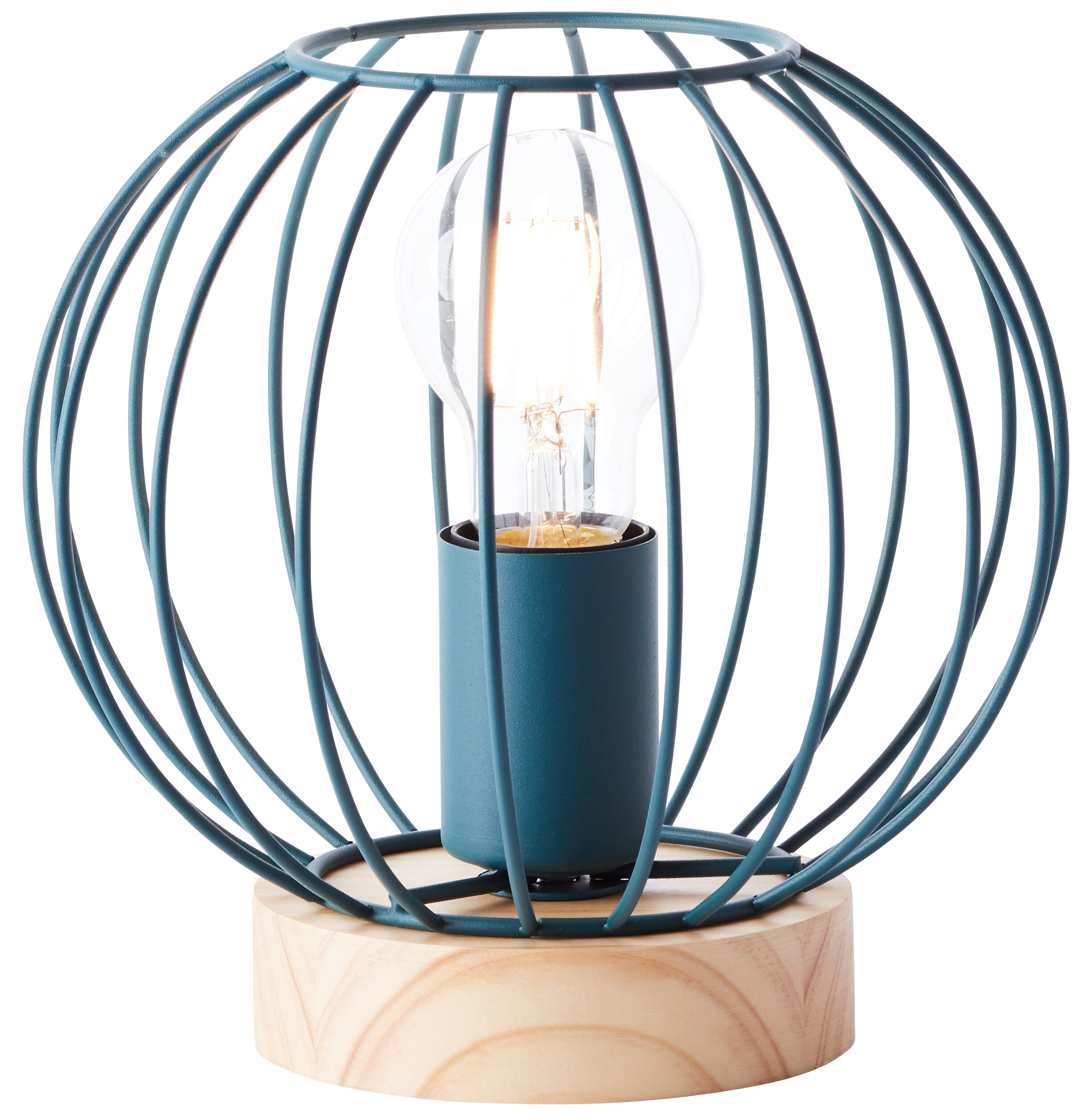 Brilliant Tischleuchte Sorana 93044/73 türkis natur Metall Holz B/H/T/D: ca. 20x19,7x20x20 cm E27 1 Brennstellen