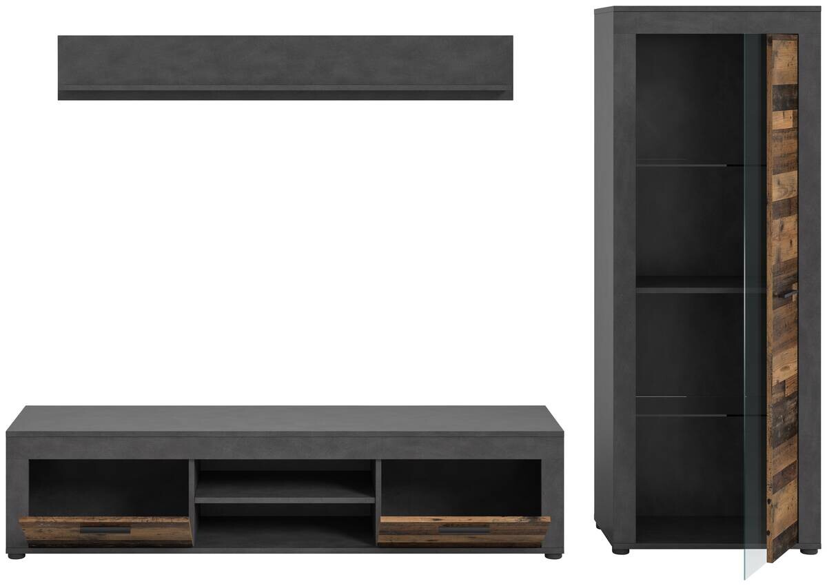 Wohnwand Jam Matera Nachbildung Old Wood Nachbildung B/H/T: ca. 159x235x35 cm