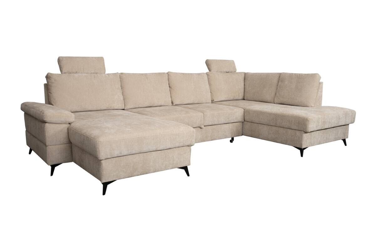 Wohnlandschaft Sara U beige Microfaser B/H/T: ca. 333x87x189 cm