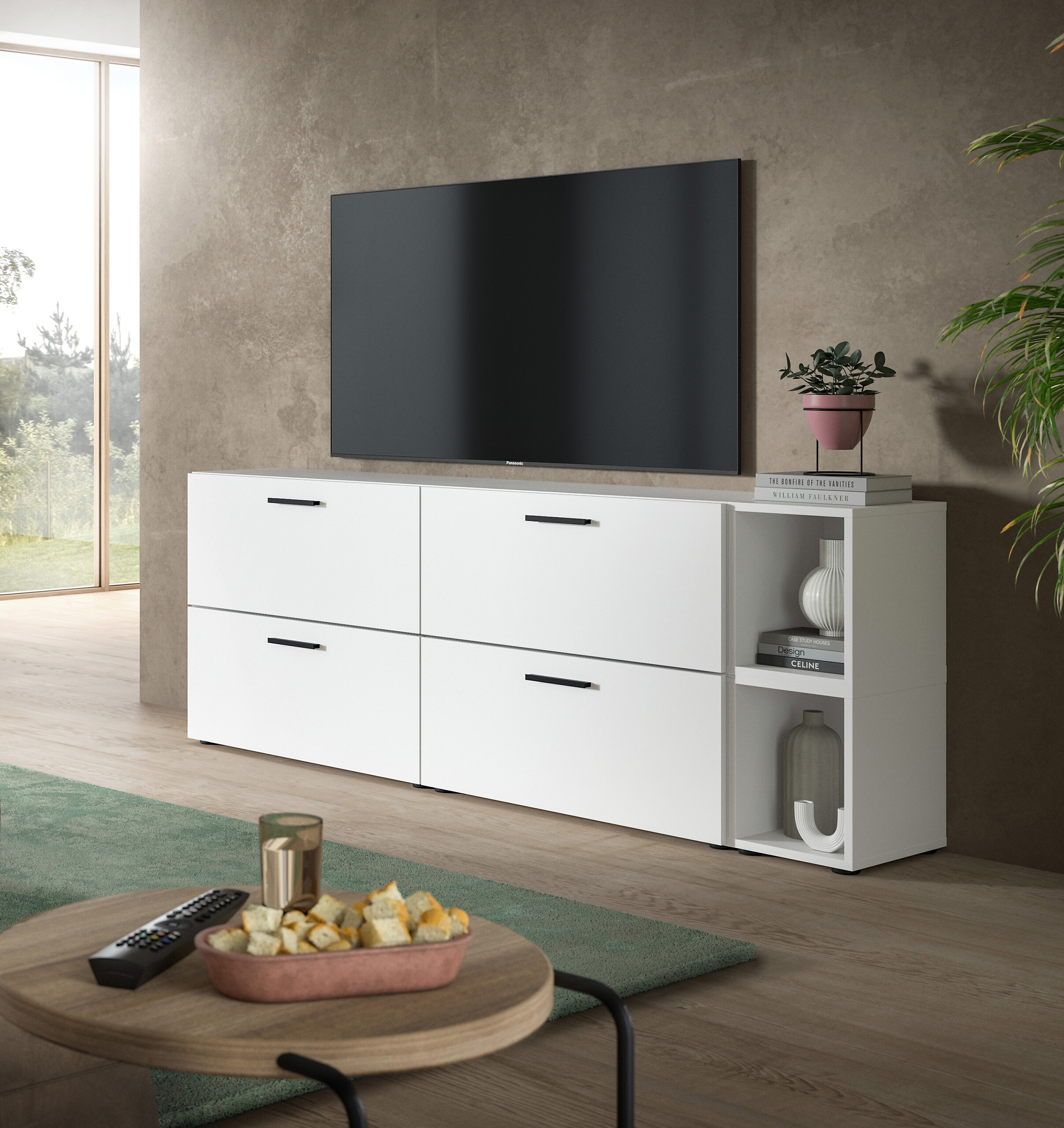 Wohnwand-Set TheOne weiß B/H/T: ca. 75x32x34 cm