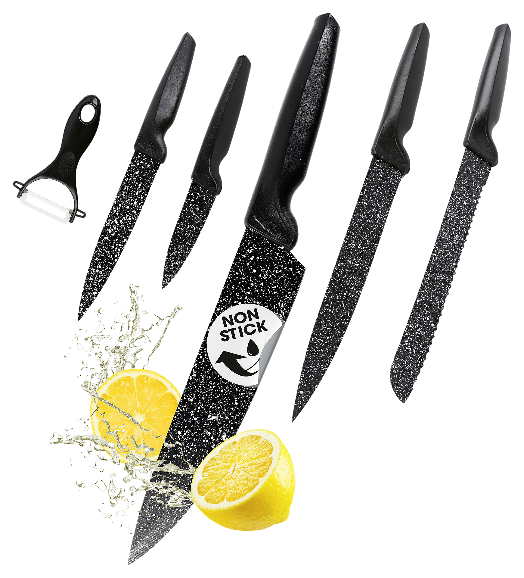 GOURMETmaxx Messerset schwarz Stahl 6 tlg.