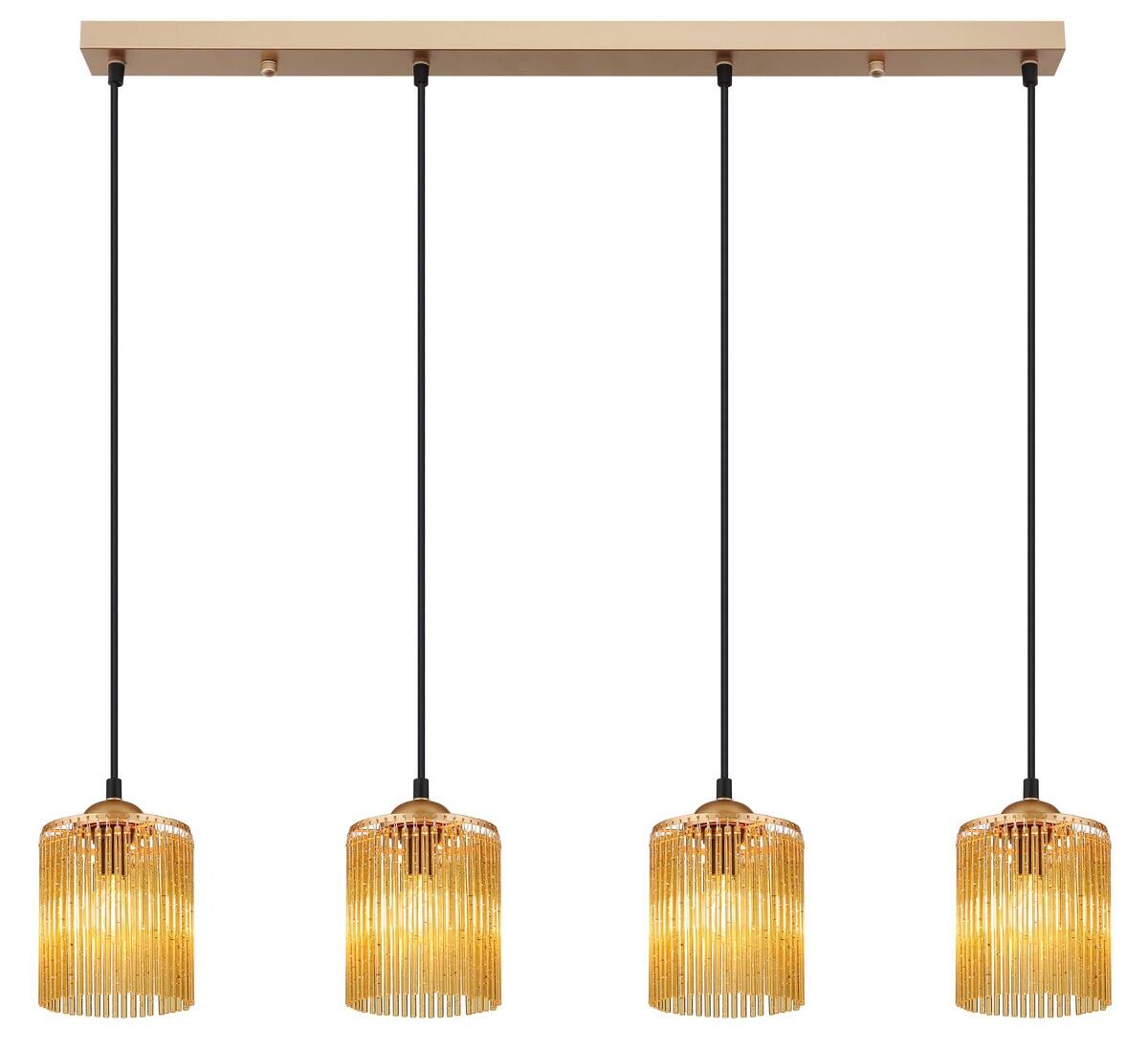 GLOBO Pendelleuchte LEEDS 33080445 gold schwarz amber Metall Kunststoff B/H/L: ca. 87x133x12 cm E14 4 Brennstellen