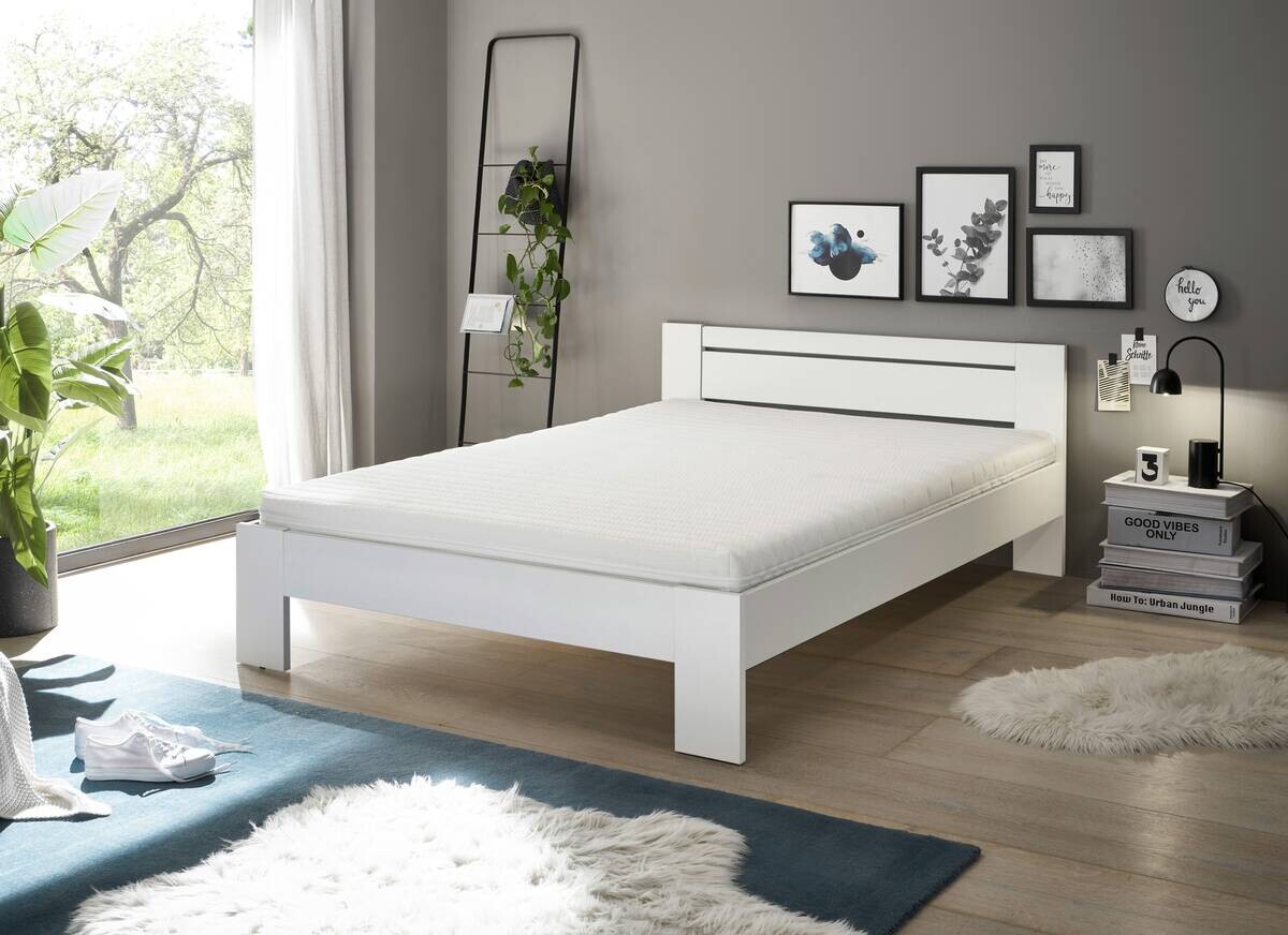 Futonbett Cannes weiß Liegefläche B/L: ca. 140x200 cm