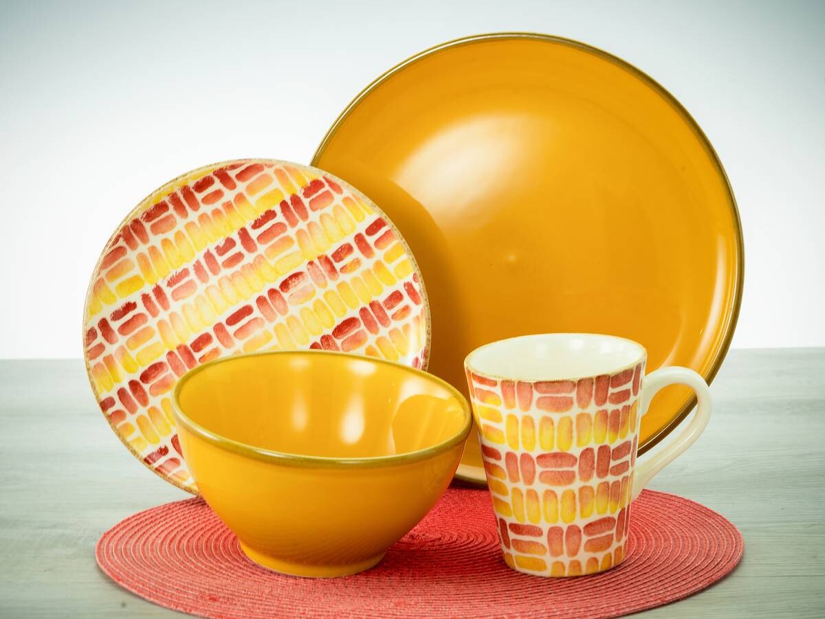 CreaTable Kombiservice MARBELLA orange Steingut 16 tlg.