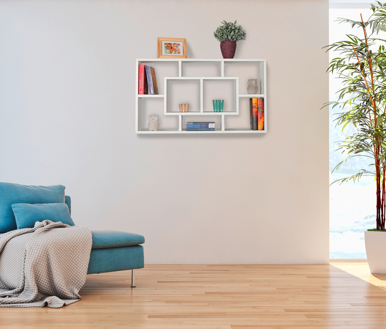 Wandregal weiß B/H/T: ca. 85x47,5x16 cm