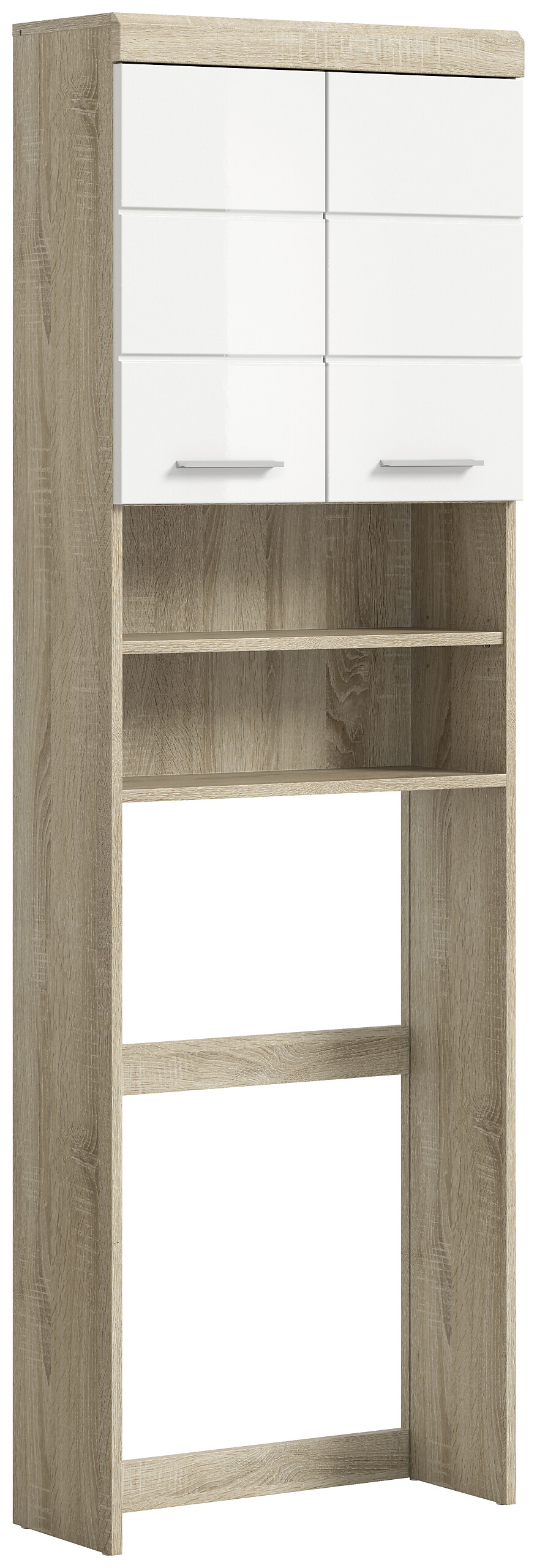 Waschmaschinenumbauschrank Lambada Eiche Sonoma Nachbildung weiß Hochglanz B/H/T: ca. 63x191x24 cm