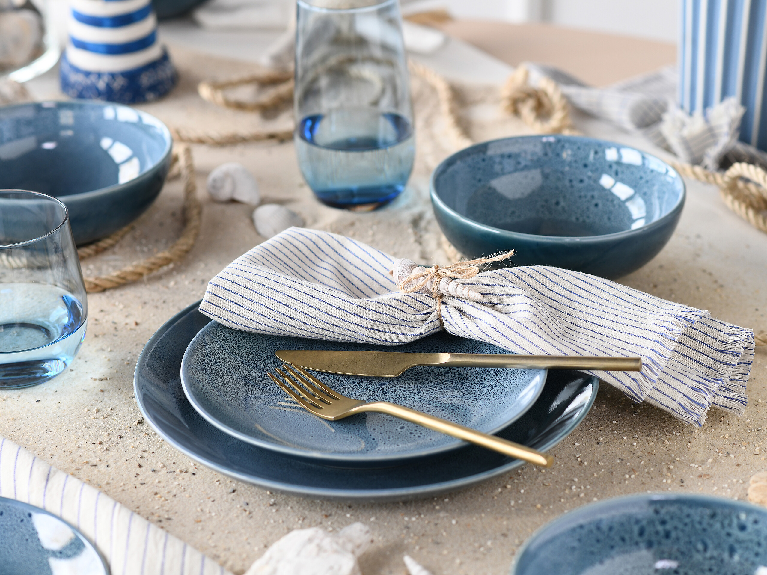 CreaTable Tafelservice Reactive BLUE petrol Keramik