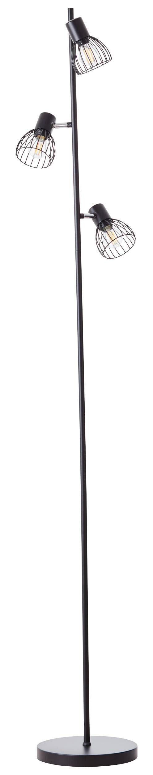 Brilliant Stehleuchte Blacky 93085/06 mattschwarz Metall B/H/T: ca. 28x162x26 cm E14 3 Brennstellen