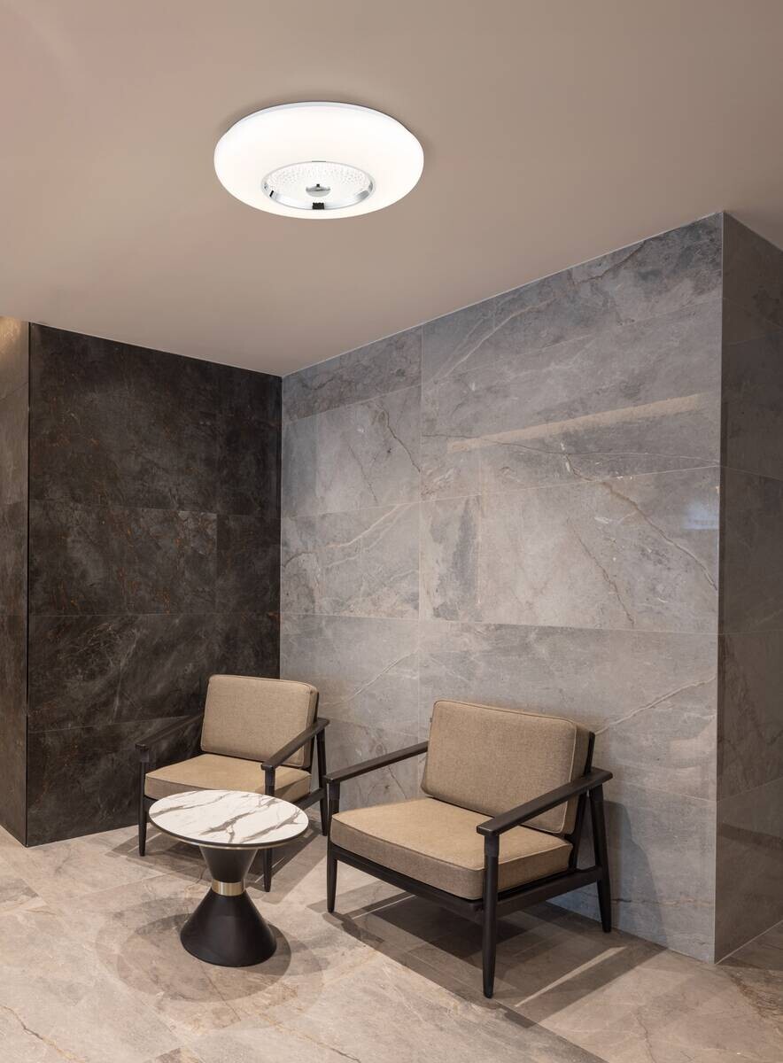 GLOBO Deckenleuchte klar weiß Opal Acryl Metall Kunststoff H/D: ca. 11x48,5 cm 1 Brennstellen