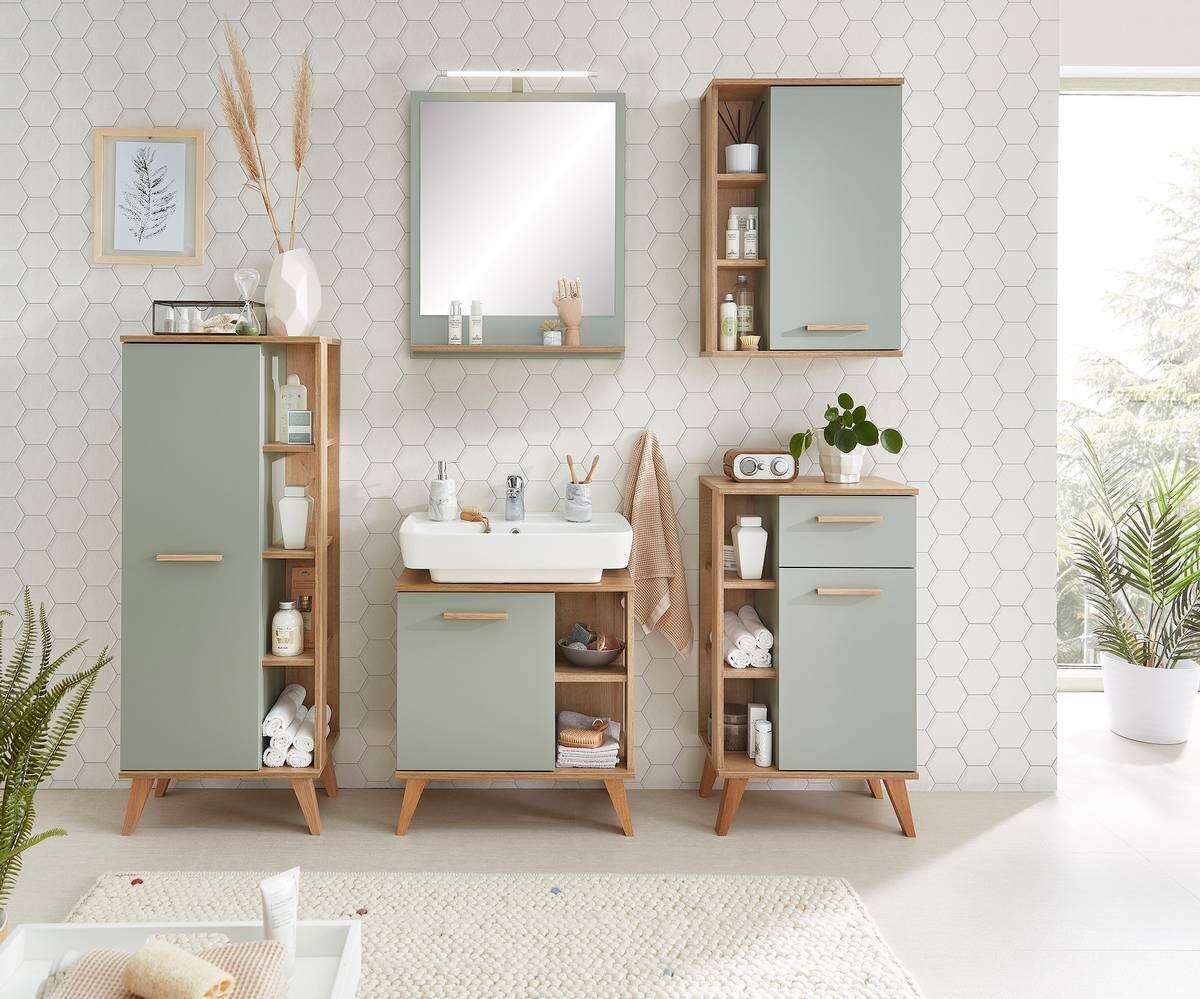 Badezimmer-Set Quickset 963 salbei Nachbildung Eiche Riviera Nachbildung B/H/T: ca. 161,5x200x33 cm