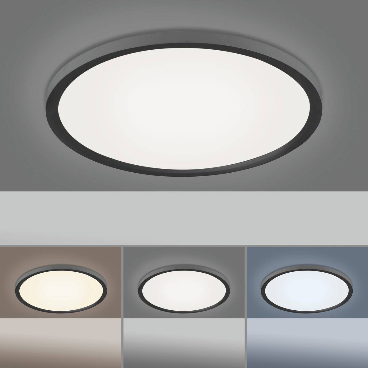 Just Light LED-Deckenpanel FLAT 15571-18 weiß schwarz Kunststoff Metall H/D: ca. 4,5x40 cm 1 Brennstellen