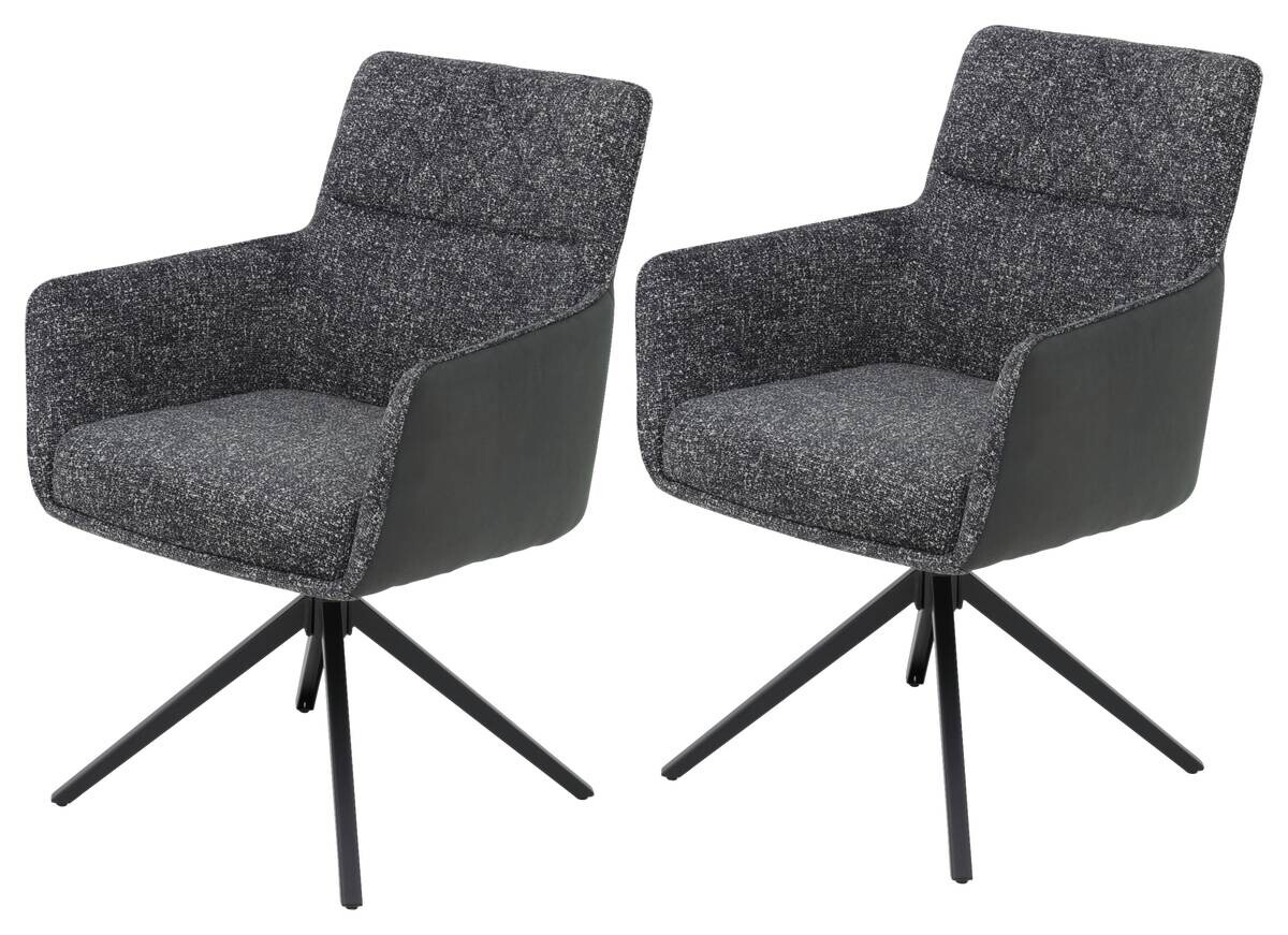 Sessel Udine, 2er-Set anthrazit Webstoff Microfaser B/H/T: ca. 62x90,5x66 cm