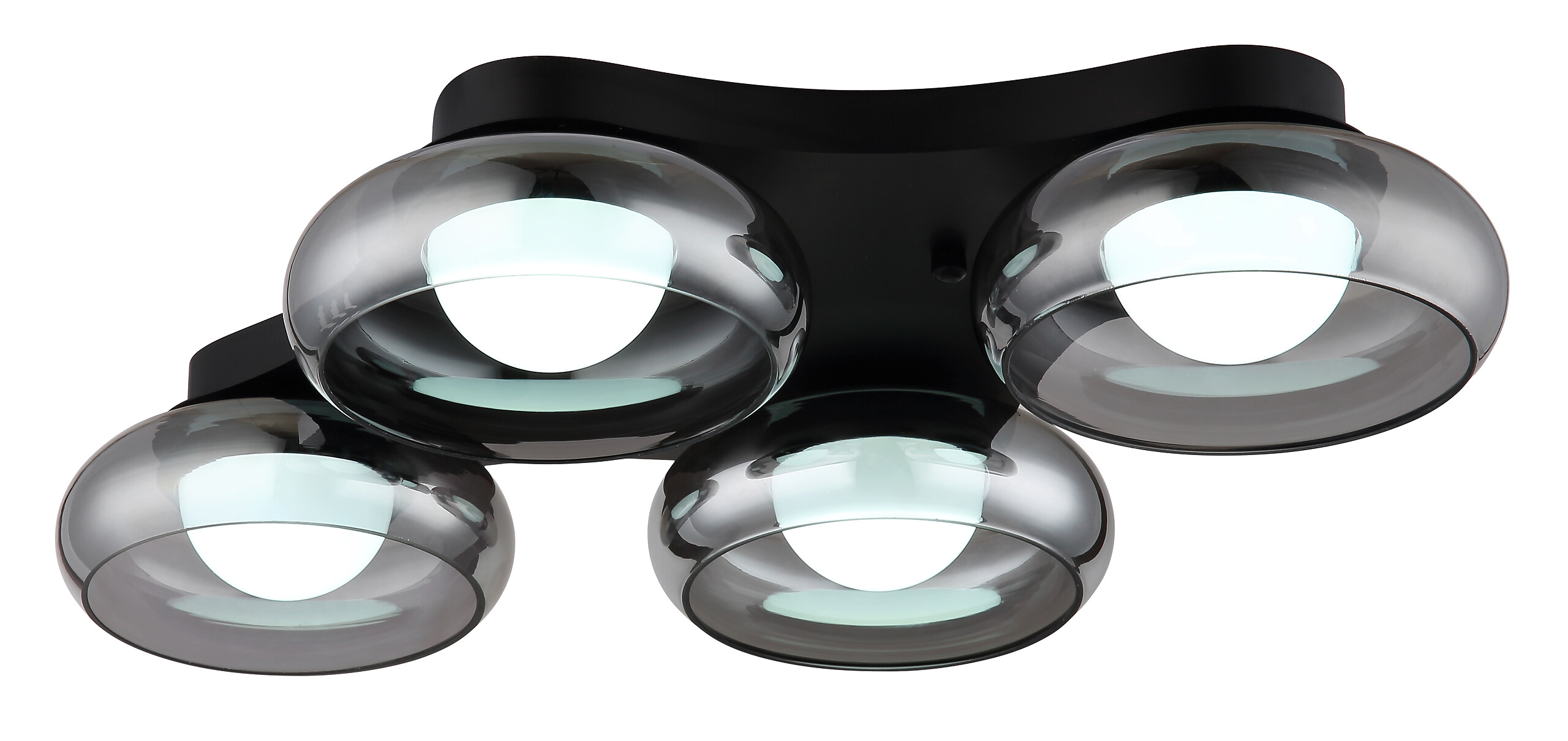 GLOBO Deckenleuchte Opal Rauch schwarz Metall Glas Acryl B/H/L: ca. 46x10x65 cm 1 Brennstellen