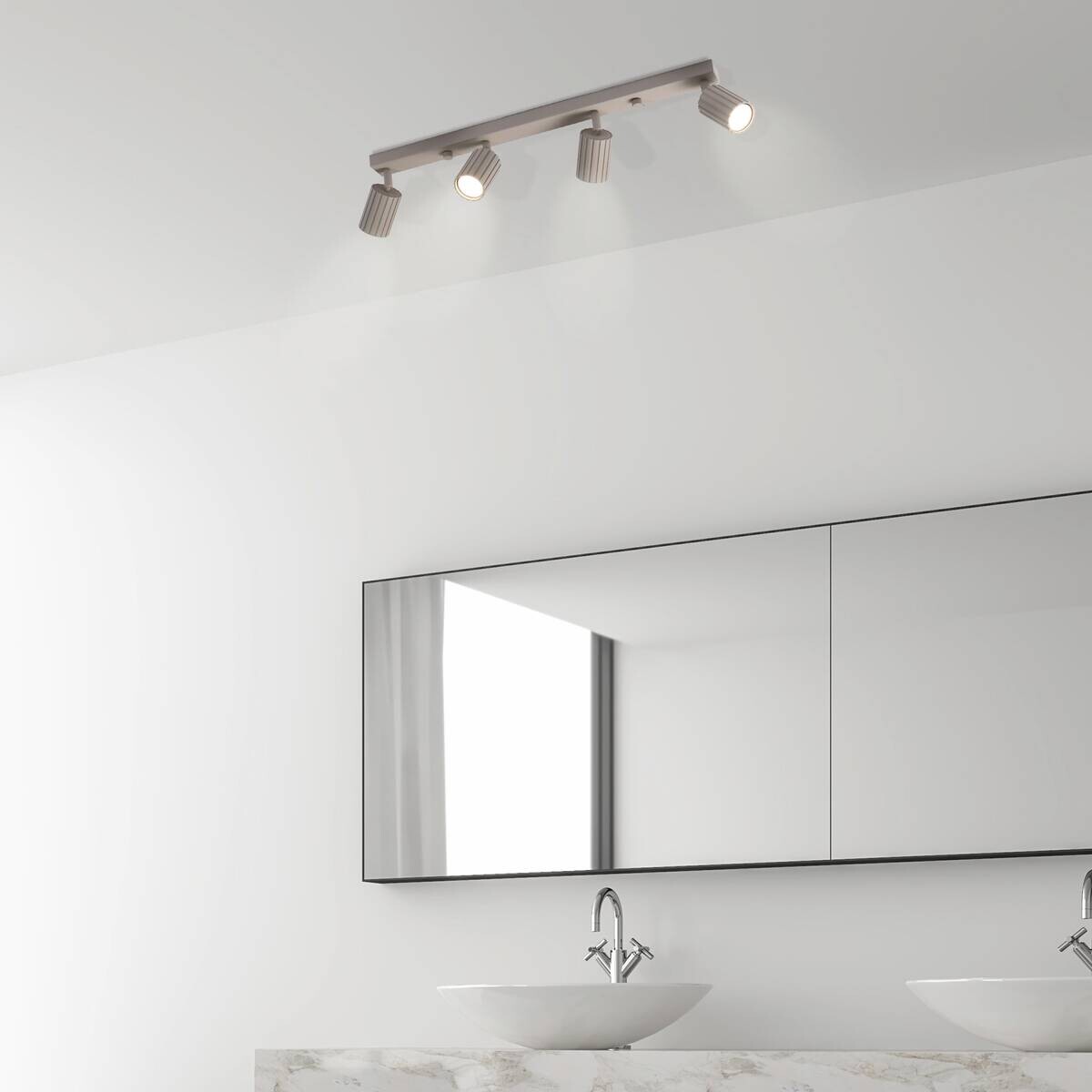 Lamkur Strahler Prisma beige Stahl B/H/L: ca. 6,5x16,5x81 cm 4 Brennstellen