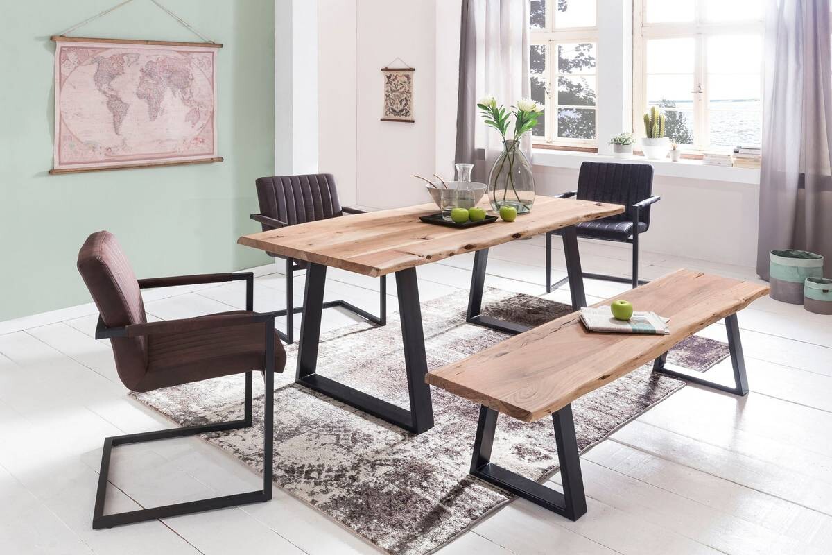 Sitzbank natur schwarz B/H/T: ca. 160x45x40 cm