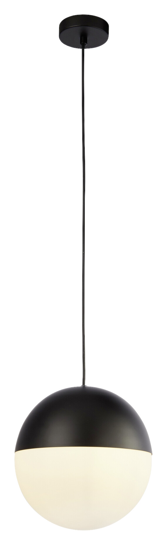 Searchlight Pendelleuchte Endor Opal schwarz Stahl Glas B/H/L/D: ca. 25x150x25x25 cm E27 1 Brennstellen