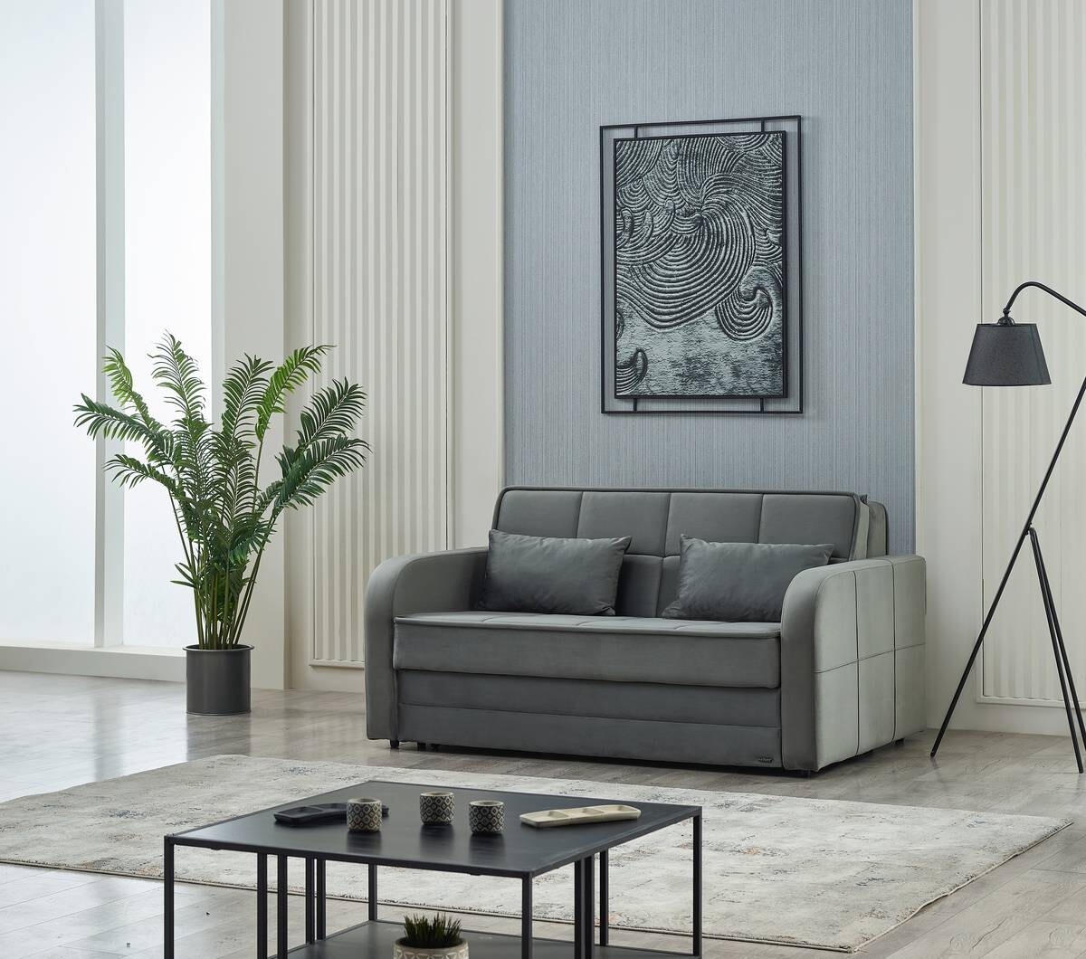 Schlafsofa Moleron grau Polyester B/H/T: ca. 171x94x111 cm