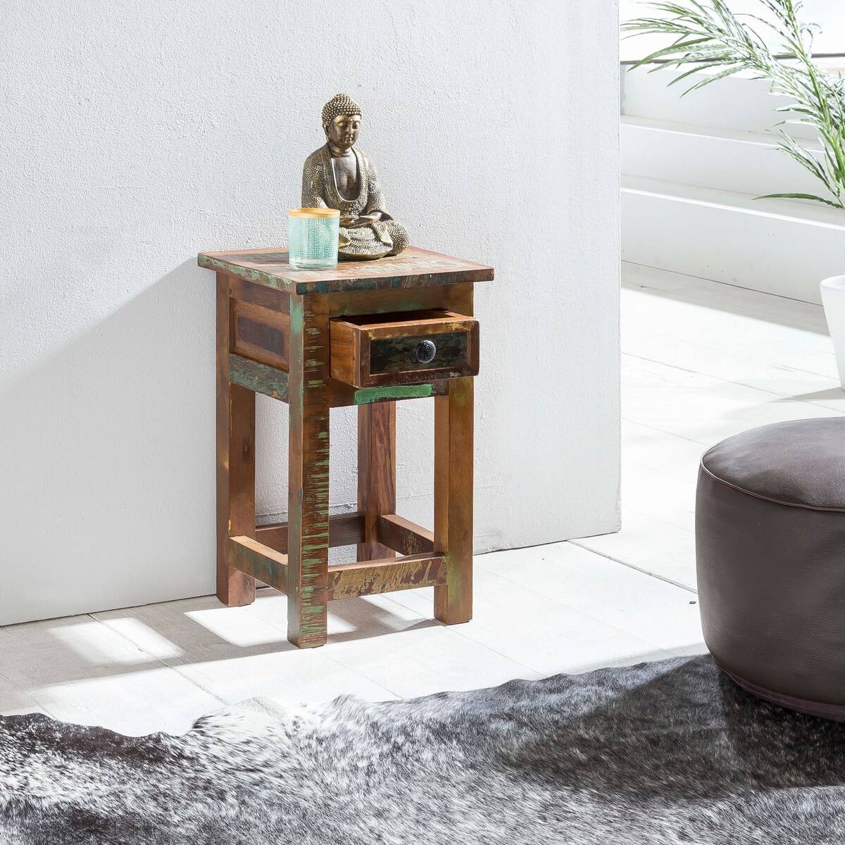 Beistelltisch braun Holz B/H/T: ca. 30x50x30 cm