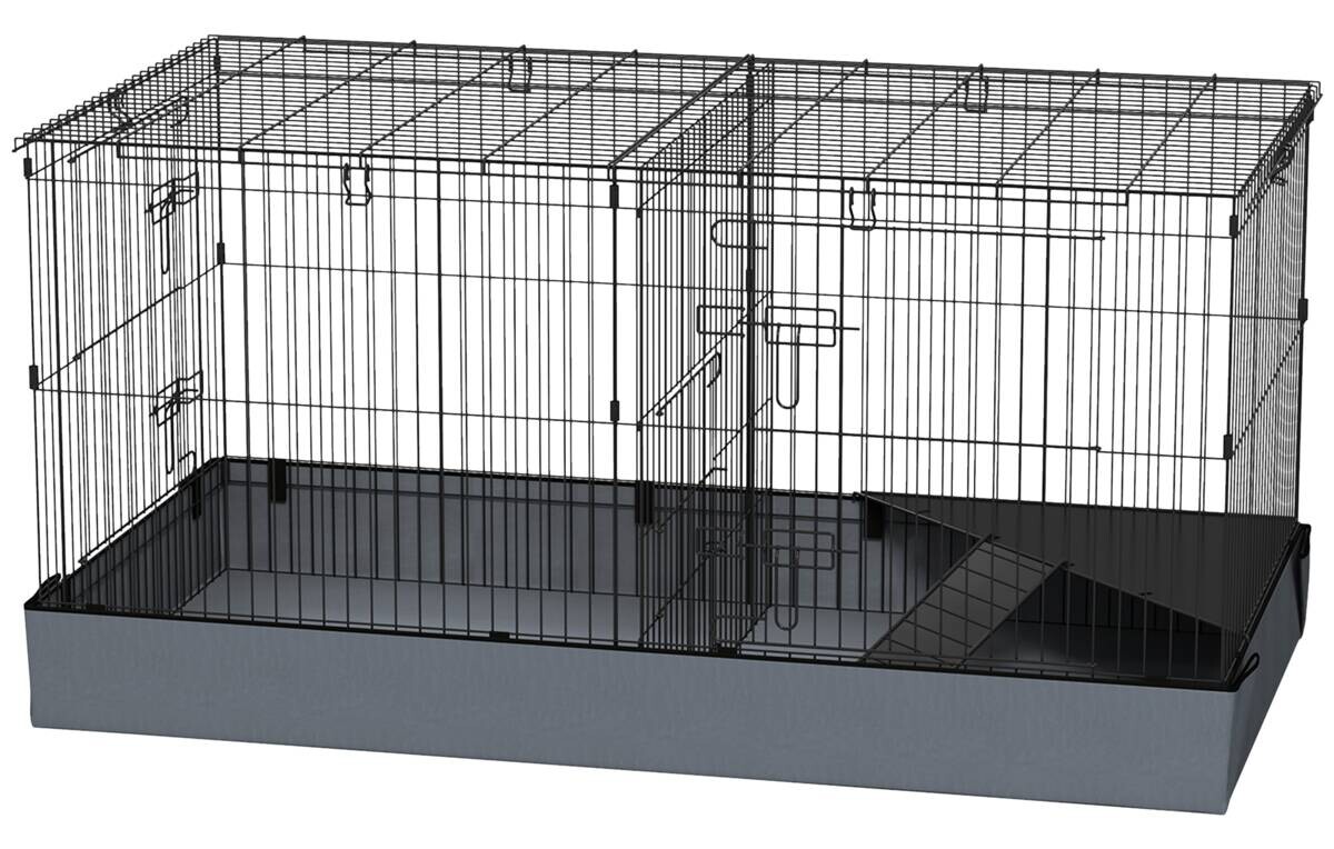 PawHut Kleintierkäfig schwarz Stahl B/H/L: ca. 61x61x121 cm