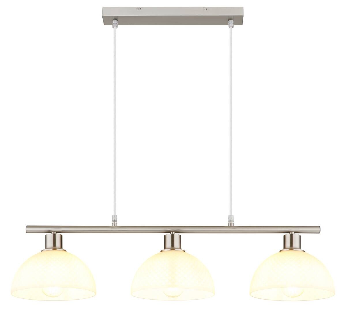 GLOBO Pendelleuchte Opal nickel Metall Glas PVC B/H/L: ca. 20x120x77 cm E27 3 Brennstellen