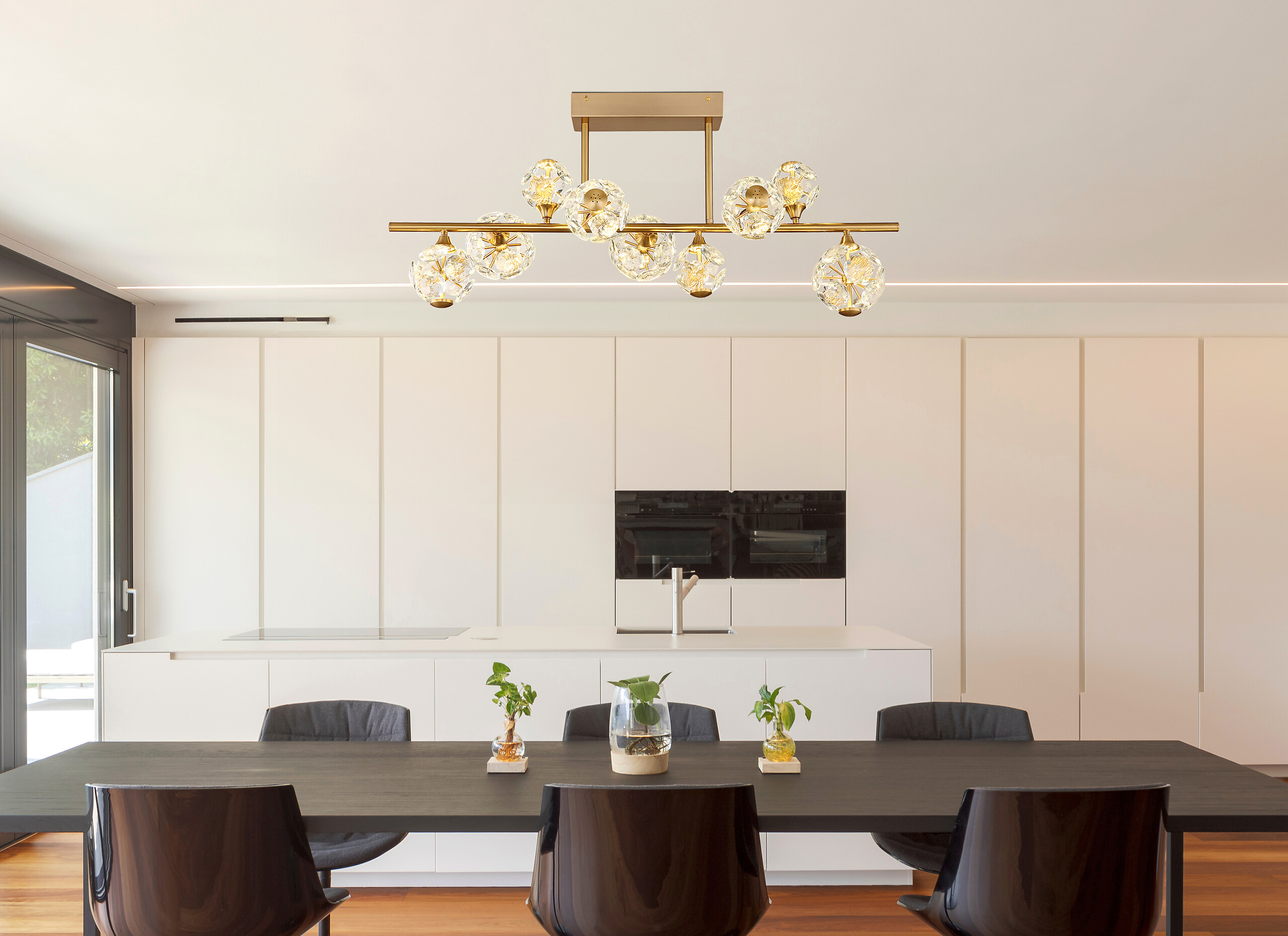 GLOBO Deckenleuchte klar gold Metall B/H/T/L: ca. 34,5x34,5x101x101 cm 1 Brennstellen